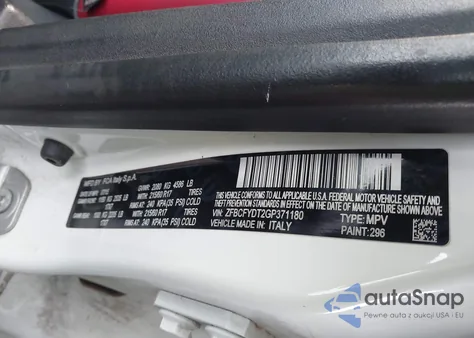 2016 Fiat 500X Lounge из США, поврежденный, VIN ZFBCFYDT2GP371180